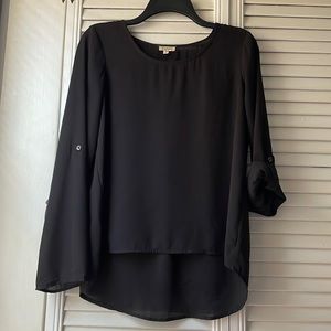 Flowy Black Long Sleeve Blouse